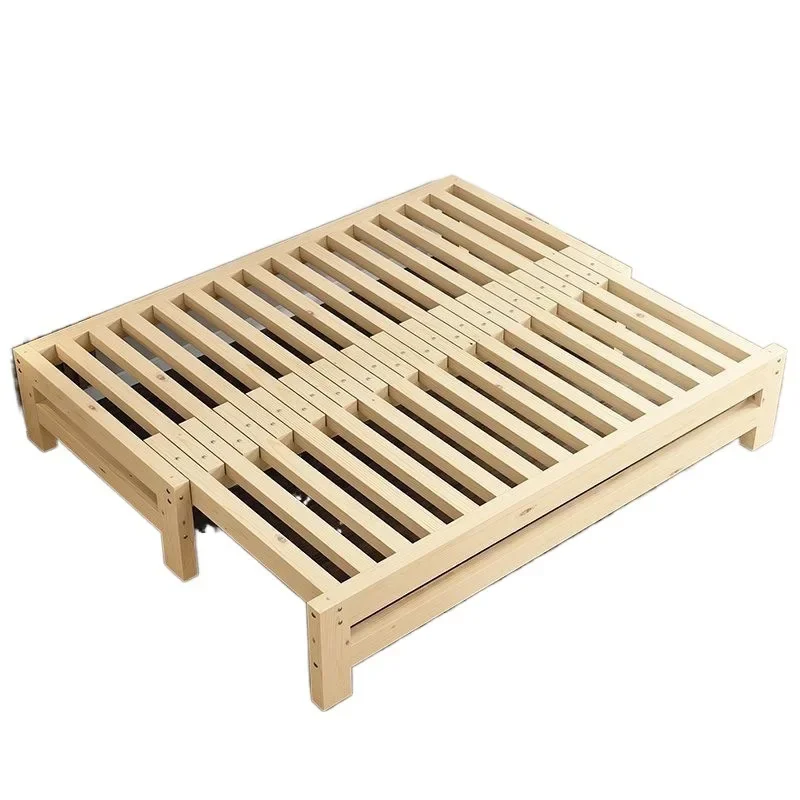 

Simple solid wood free adjustment sofa bed small space apartment rental house economical dual-purpose pumping breathable tatami