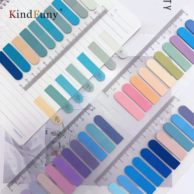 

KindFuny 200 Sheets Morandi Transparent Stationery Fluorescent Index Tabs PET Arrow Flags Sticky Note for page Marker Planner