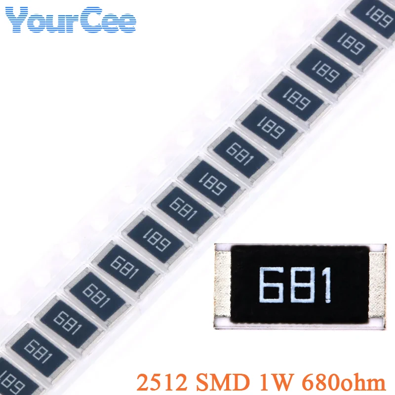 100pcs/50pcs 680ohm SMD Chip Resistor 2512 1W 680R 680 ohm 681 5% Fixed Resistance DIY Kit