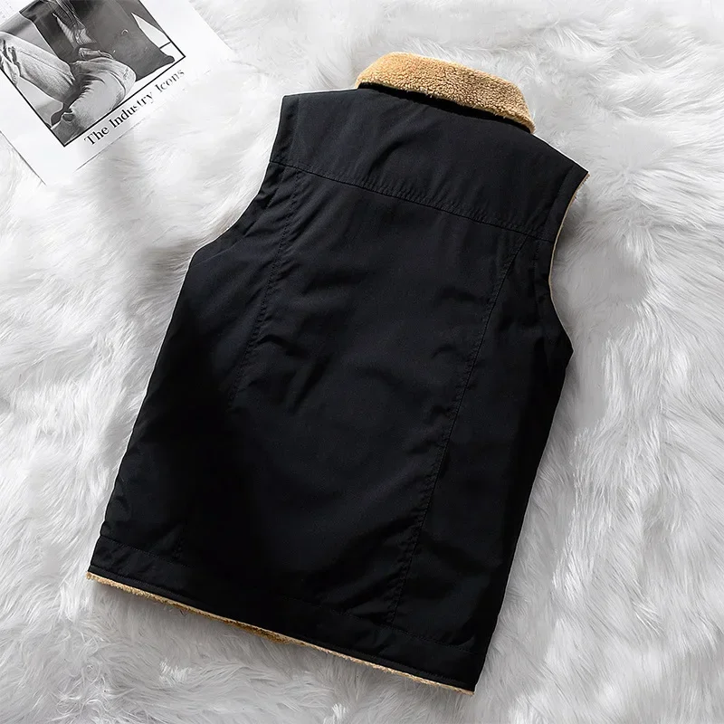 Men Thermal Waistcoat New Winter warm Corduroy Vest Men Warm Coat Stand Collar Sleeveless Jacket Thicken Cotton Padded