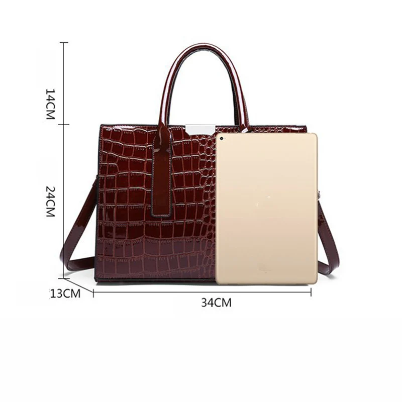 Luxury Crocodile Pattern Handbag ，Women Large Capacity Shoulder Bag， PU Leather Top-handle Bag， Brands Crossbody Bag Totes sac