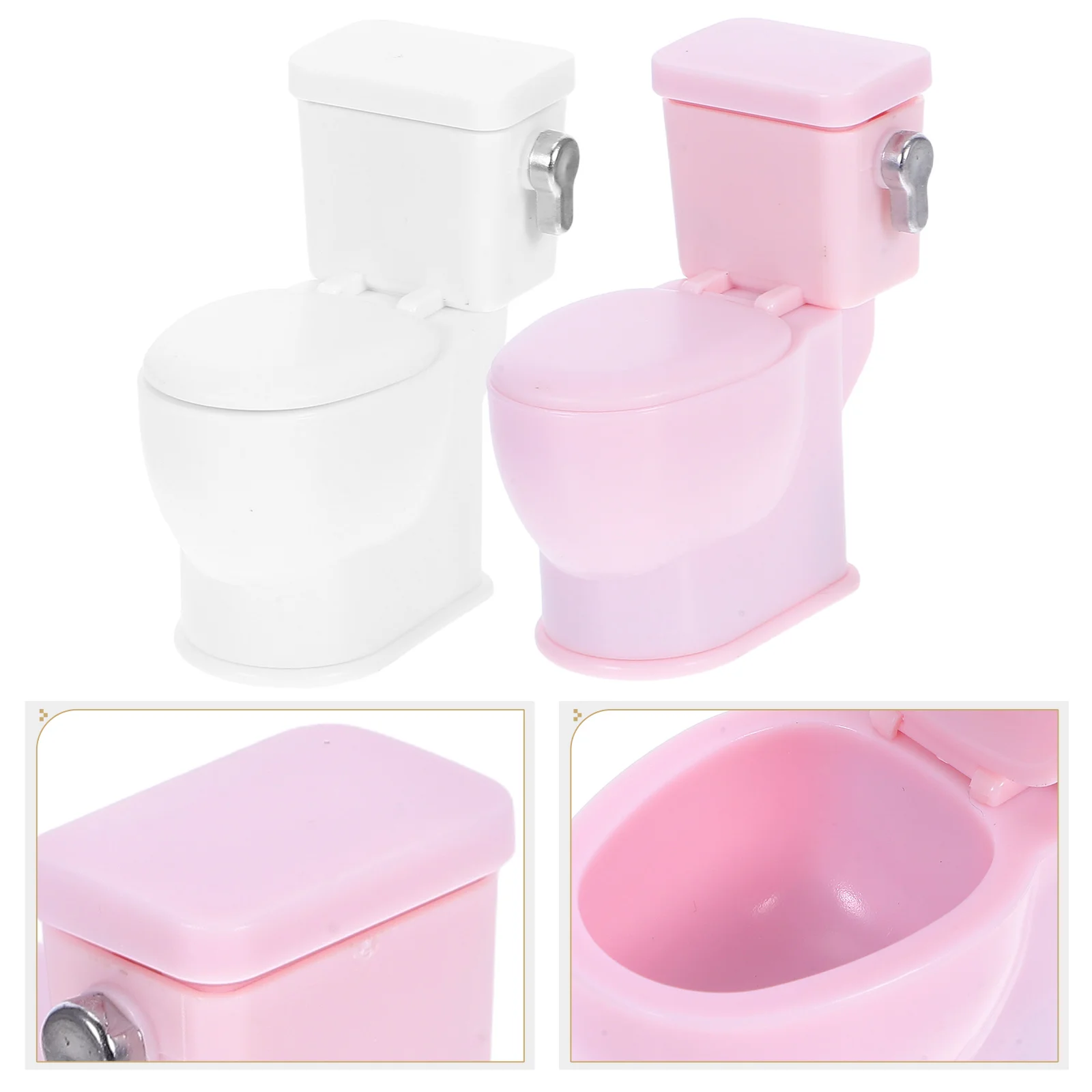 

2 Pcs Dollhouse Accessories Furniture Plastic Toilets Bathroom Mini Seat Toy Decors Baby