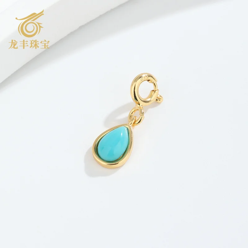 

S925 Silver Plated 18k Gold Turquoise Drop Simple Women's Pendant