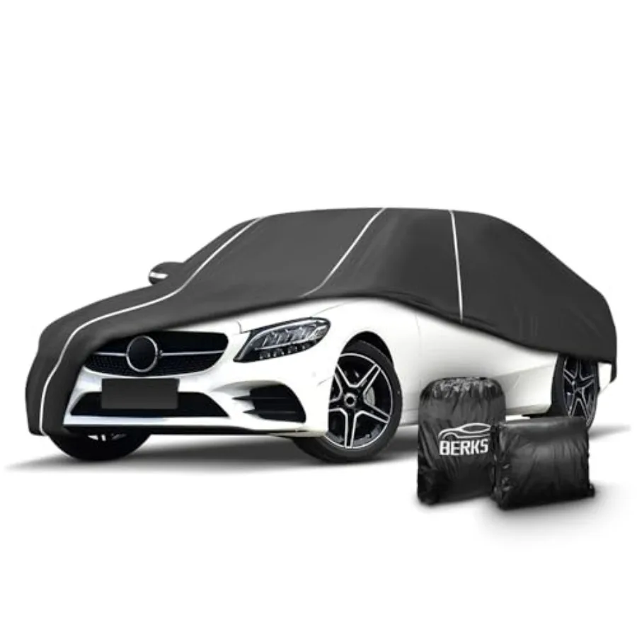 

All-weather car cover for Mercedes Benz C-Class 2008-2024,6-layer waterproof fluorescent strip design, black, enhanced UV resis