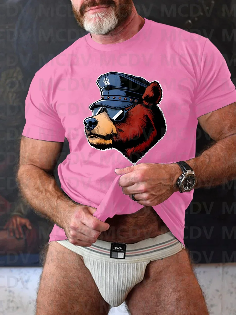 

Leather Bear Pride Print T-shirt 3D Printed Summer T Shirt Casual Tops