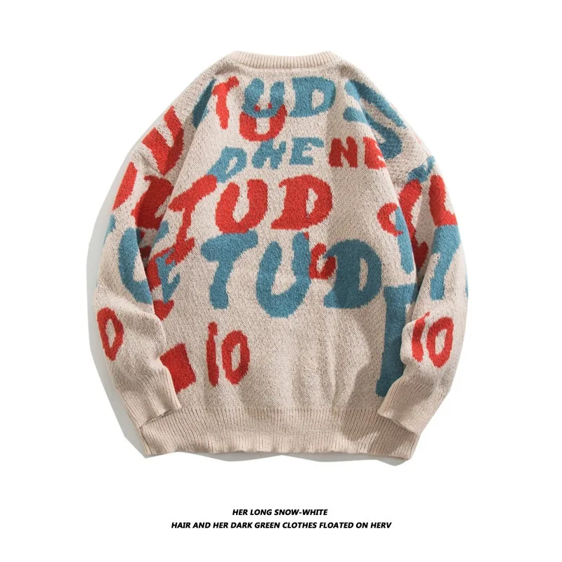 

Модный вязаный свитер с буквами, мужской весенне-осенний свободный японский трикотаж с рисунком медведя, повседневный дышащий длинный све