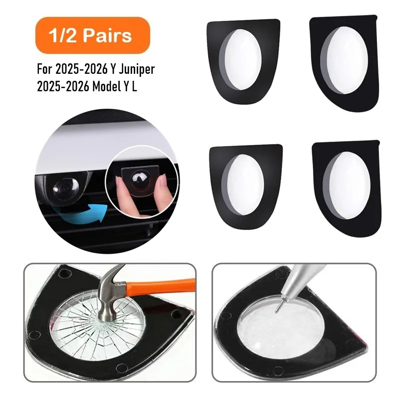 1/2 Pair Dustproof Lens Cover Waterproof Anti-Collision Front And Rear Camera Screen Protection For Tesla Model Y/YL Juniper