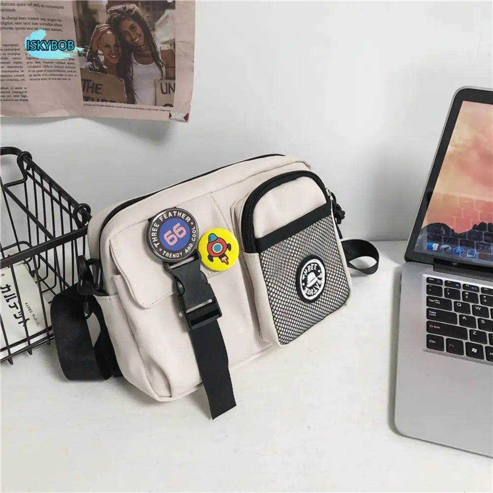 

All-match Quick-dry Canvas Shoulder Bag Portable Harajuku Men Crossbody Bag Pendant Sports Mobile Phone Pack Outdoor