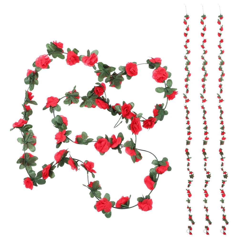

4 Pcs Artificial Rose Vine Decor Vines Flower Garland Wall Wedding Wreath Decorative Bridal Shower Decorations Silk Cloth