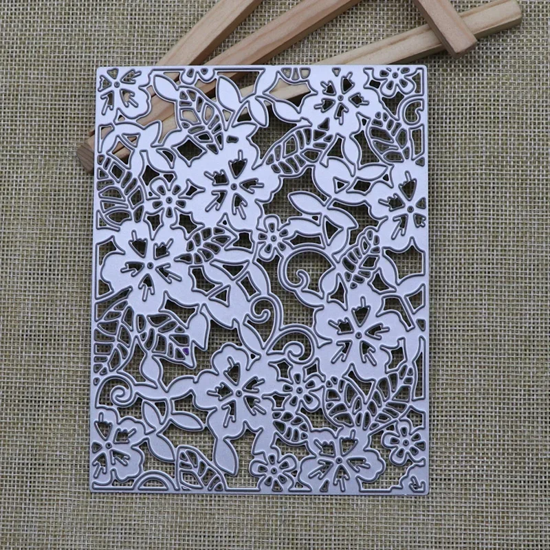 Rectangular frame flower background Metal Cutting Dies Diy Scrapbooking Photo Album Decorative Embossing Stencil Paper Card Craf