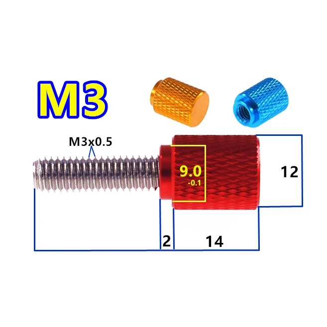 1Pcs Aluminum Alloy Colourful Thumb Screw M3 Hand Grip Knob Bolts Color Anodizing Hand Stainless Steel Thread Bolts