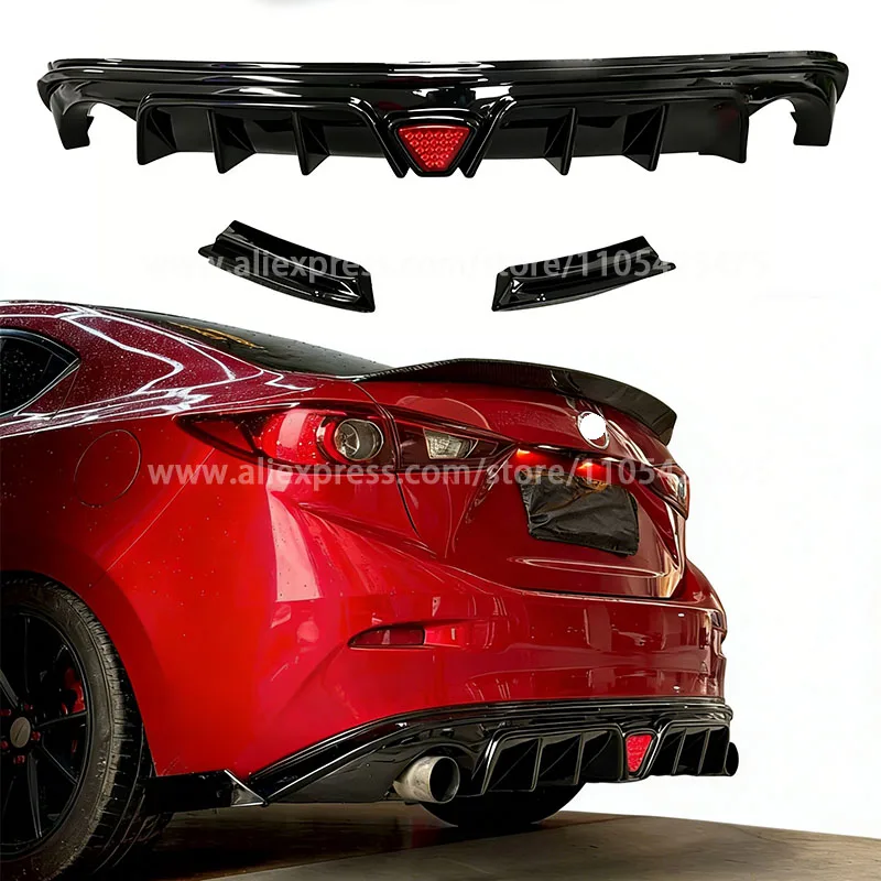 

Диффузор, стеклянные навигационные фонари, черный спойлер, черный глянцевый (пиано-черный) комплект обвеса для Mazda Axela, аксессуары.