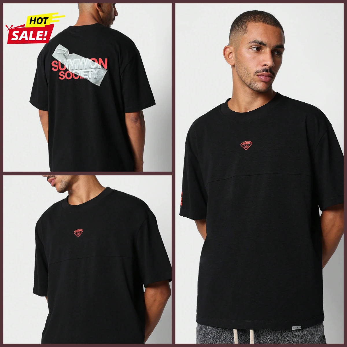 

SUMWON Regular Style Short Sleeve T-Shirt with Pattern Print on the Back