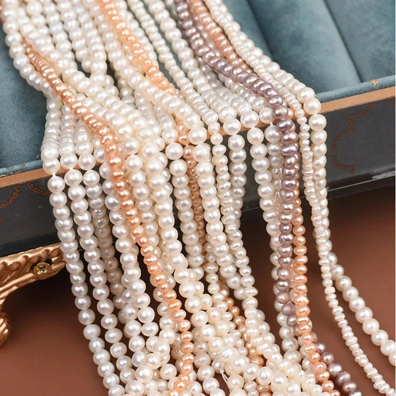 Hot Sale Natural Freshwater Round Button Pearl Strand A 2A 3A 4A Quality Beads  Pearls DIY Jewelry Necklaces for Elegant Lady