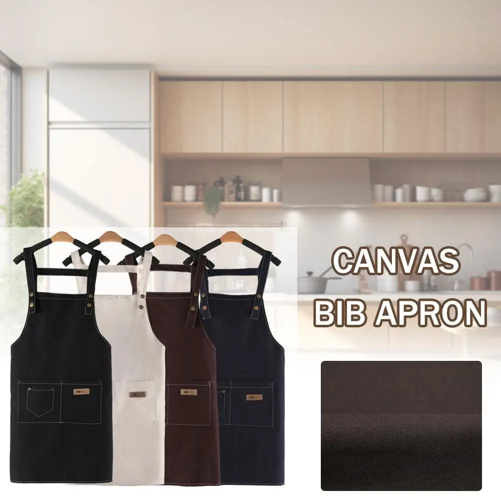 1PCS Household Canvas Apron With Suspenders Chef Baking Beauty Household Catering Breathable Supplies Canvas Fashion J8S4