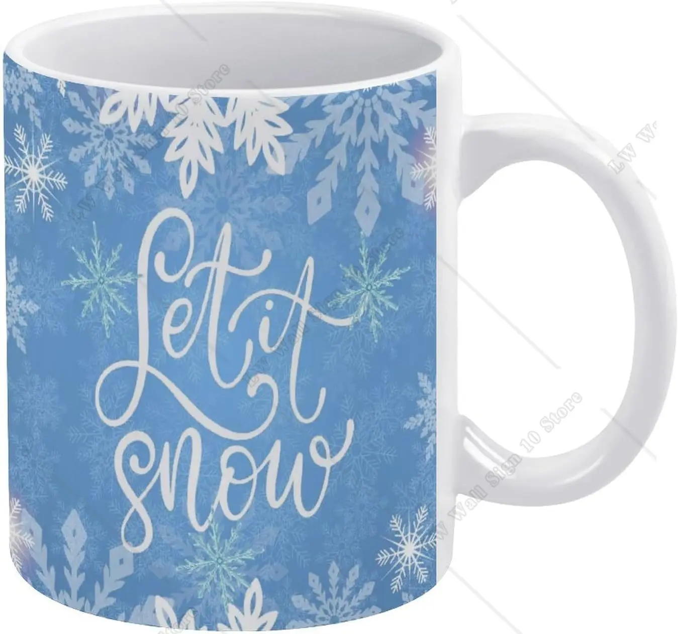 Retro Let It Snow Mug Snowflake Coffee Mug Ceramic Mug Drinking Cup with Handle Coffee Milk Cup 11oz for Office Home Gift