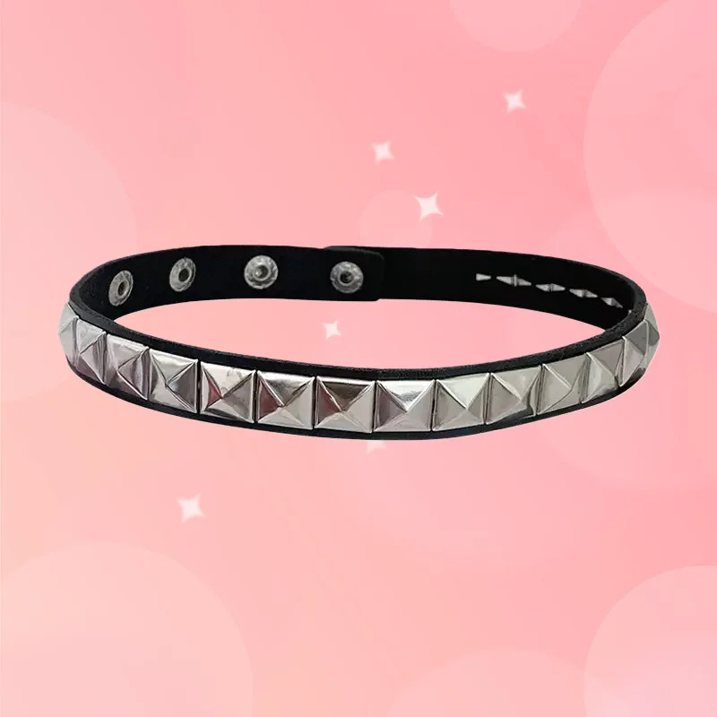 Punk Studded Choker Necklace PU Leather Spiked Band Sexy Collar Chain Pyramid Rivet Gothic Rock Neck Jewelry for Men Women