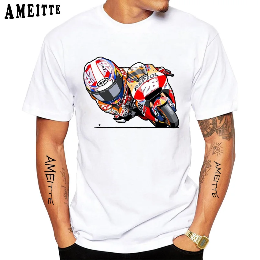 Dani Pedrosa 26 GP Official Samurai  T-Shirt New Summer Men Short Sleeve GS Adventure Casual White Tops Motorcycle Rider Tees