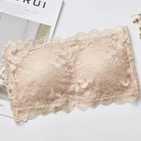 Sujetadores invisibles de encaje sin tirantes para mujer, Top de tubo Sexy con pecho envuelto, ropa interior femenina, hermosa camiseta sin mangas, Top corto sin costuras