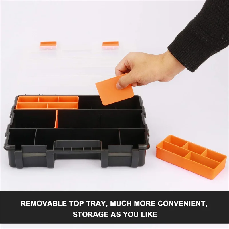 Cassetta degli attrezzi portatile multi-griglia per parti in plastica, scatola di immagazzinaggio per viti combinate, cassetta degli attrezzi con divisori in plastica rimovibili personalizzabili