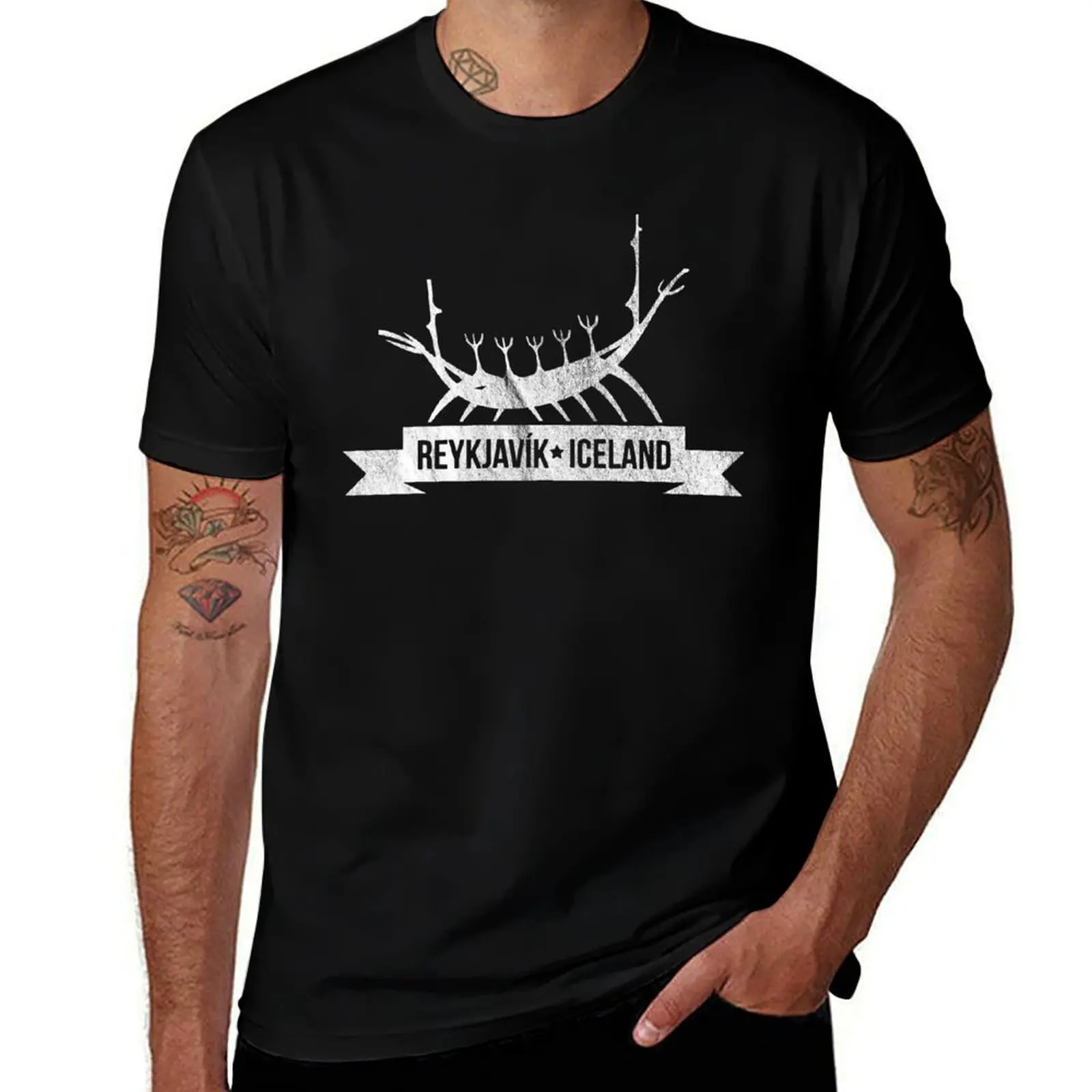 

Vintage Reykjavik Iceland Viking Ship Art T-Shirt T-shirts oversize anime shirt mens big and tall t shirts