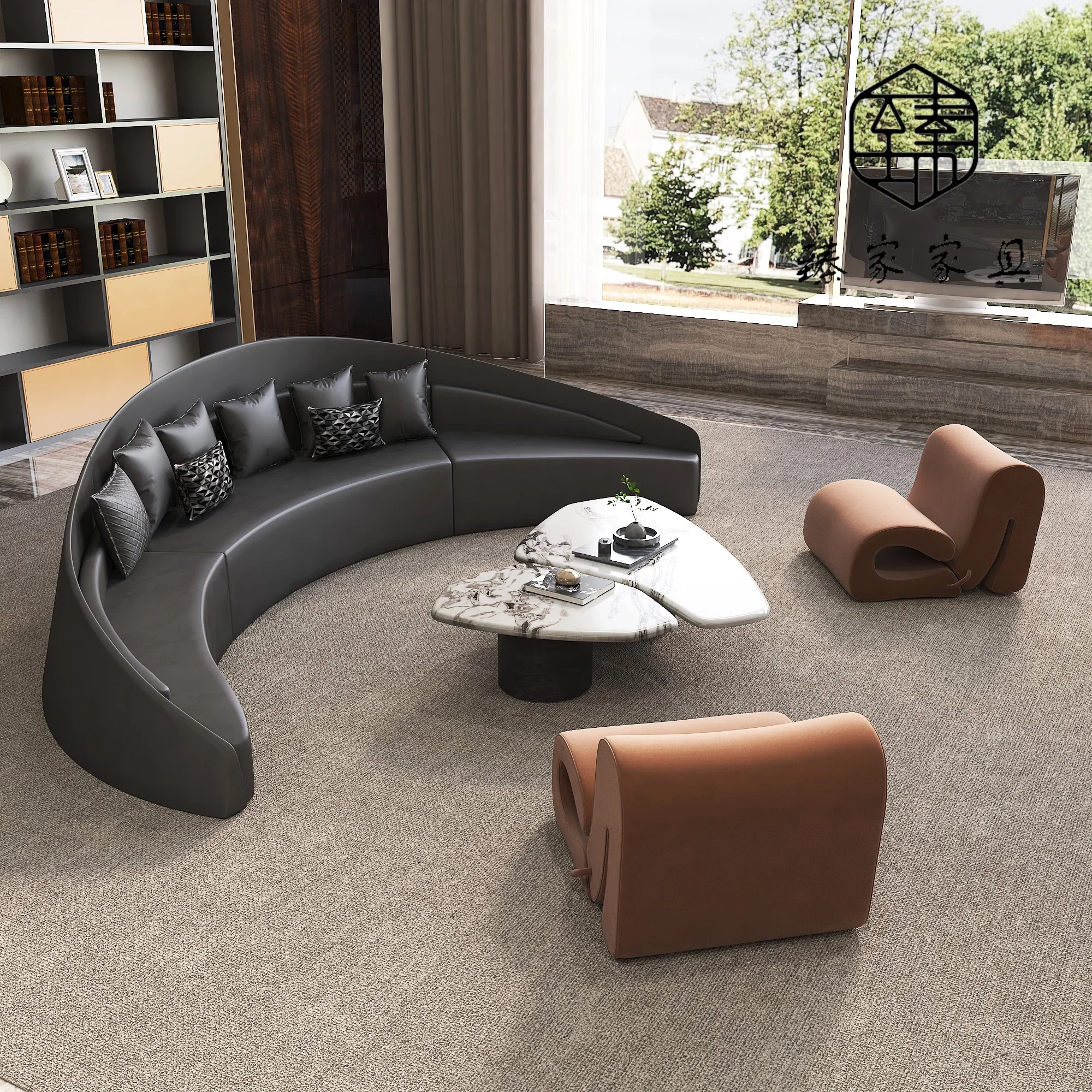 Wabi-sabi Style Hotel Homestay اللوبي الاستقبال أريكة صالون تجميل نادي الراحة التفاوض منحني أريكة مكتب أثاث مخصص