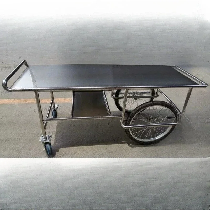 Hospital funeral home simple thickened stainless steel body truck flat conveyor transfer truck body cart