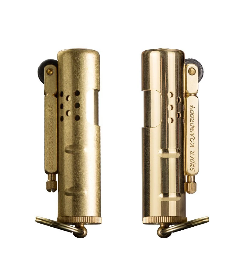 Classic Trench Kerosene Lighter With Brass Retro Design Reusable Filling Suitable For Outdoor Activities Daily Use