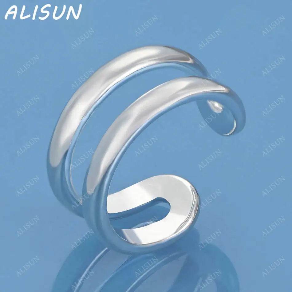 

ALISUN 925 Sterling Silver Line Open Wedding Ring For Women Men Grace Jewelry Trend Fashionable Birthday Party Gifts