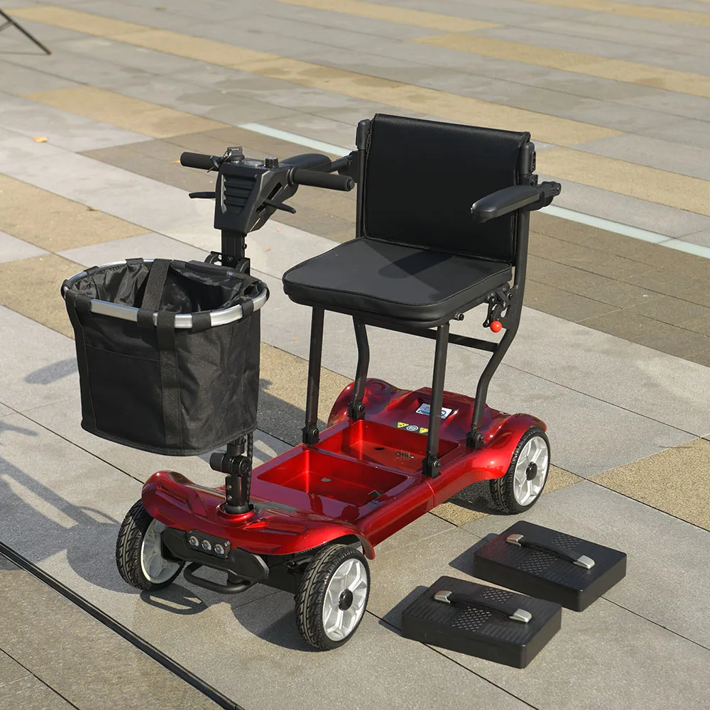 

Складной 4-колесный электрический самокат для пожилых людей и инвалидов с двойной батареей, электрическая инвалидная коляска