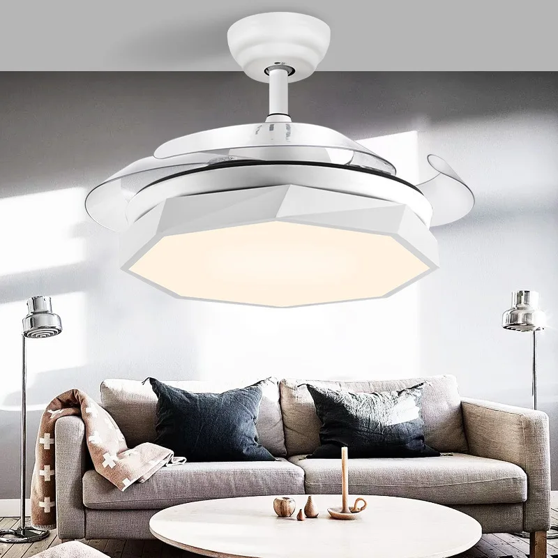 Modern Simple LED Invisible Fan Lamp Household Macarone Cdelier Living Room Bedroom Dining