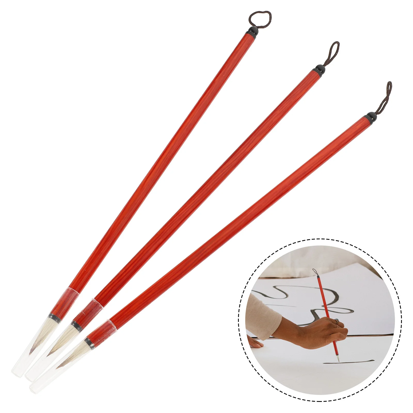 

3Pcs Chinese Calligraphy Brush Thin Handle Comfortable Grip Multi-Purpose Painting Brush Calligraphy Writing Tools