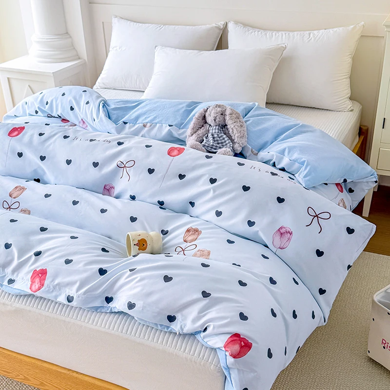 

2026 New Cloud-sensing Cotton Single Quilt Cover Korean Version Summer Printed 220x240 Double Bed Quilt Cover