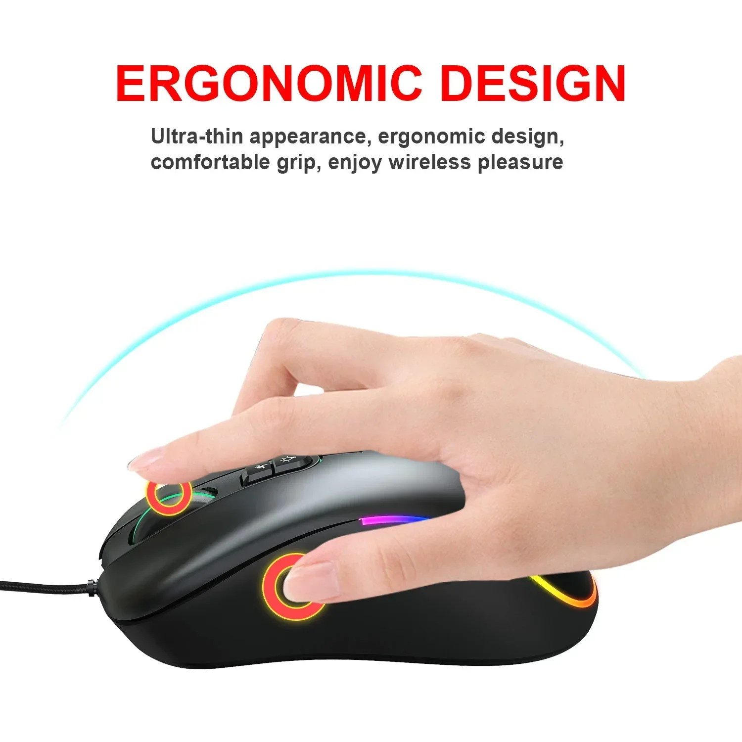 For laptop pc tablet Hot sale Gaming Mouse J300 RGB Lighting Programmable ergonomic 7D 6400DPI USB wired game mouse