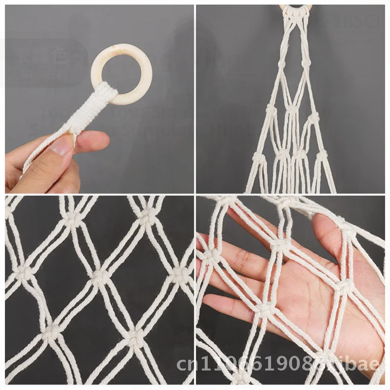 

Треугольная сетчатая сумка-гамак, хлопковая веревка ручной работы, корзина для хранения игрушек с кисточками, скандинавский стиль, белый хлопок, геометрическая абстрактная жизнь