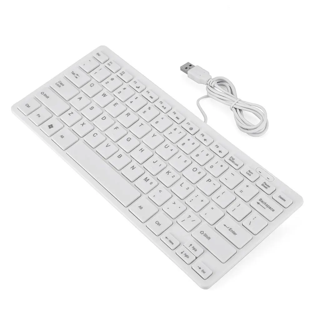 

78 Keys USB Wired Keyboard Ultra-Thin Design Black/White Mini Keyboard Stable Transmission Ultra Thin Keyboard Business Office