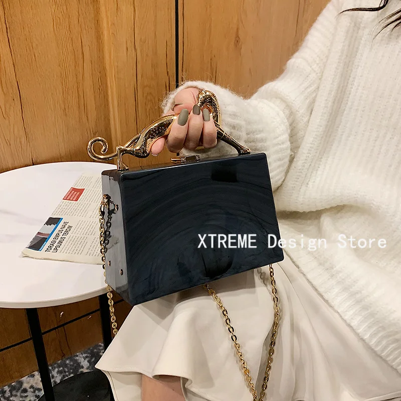 

Hot Luxury Acrylic Women Handbag with Metal Portable Designer Small Shoulder Bag Ins Chains Crossbody Bags for Women Evening Bag