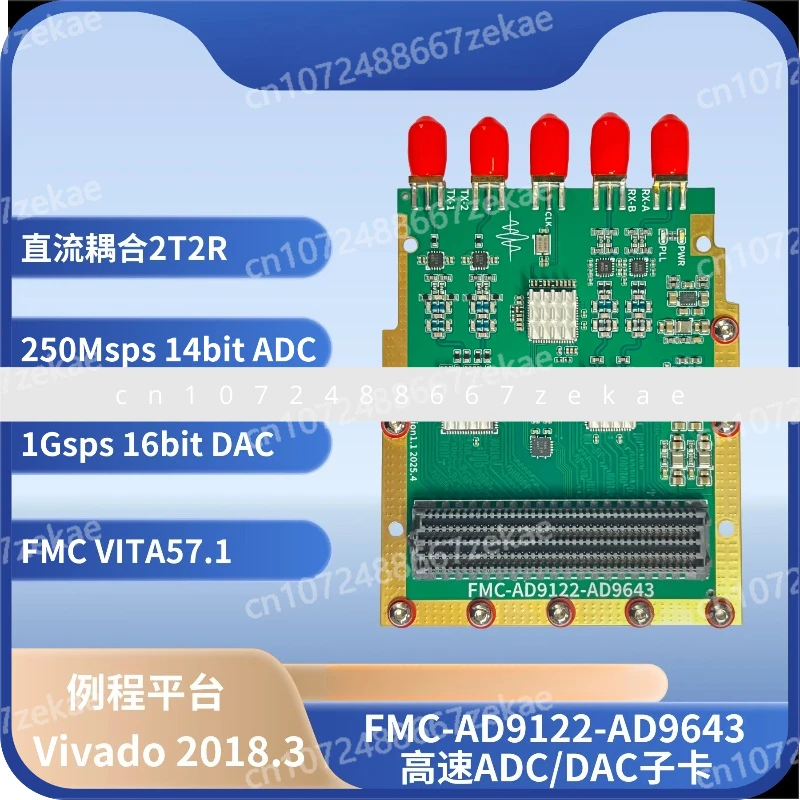

FMC-AD9122-AD9643 Dual Channel High-speed ADC/DAC Daughter Card, DC Coupling, Medium Frequency Transceiver
