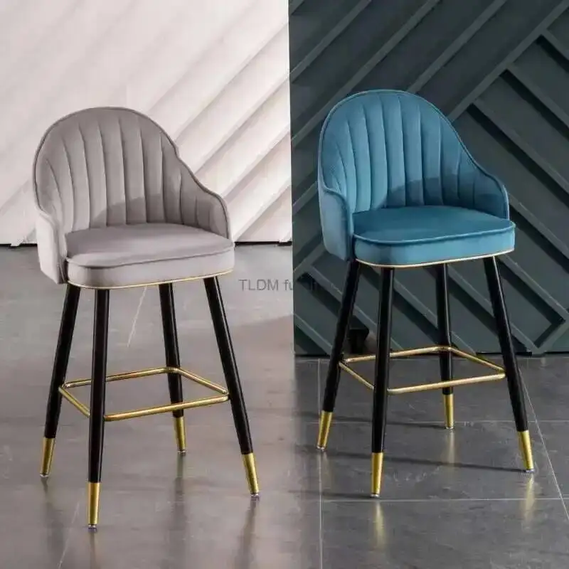 

Nordic Restaurant Furniture Luxury Modern Bar Stools Minimalist Front Desk Island Wrought Iron Bar High Stools Home Back Chair D