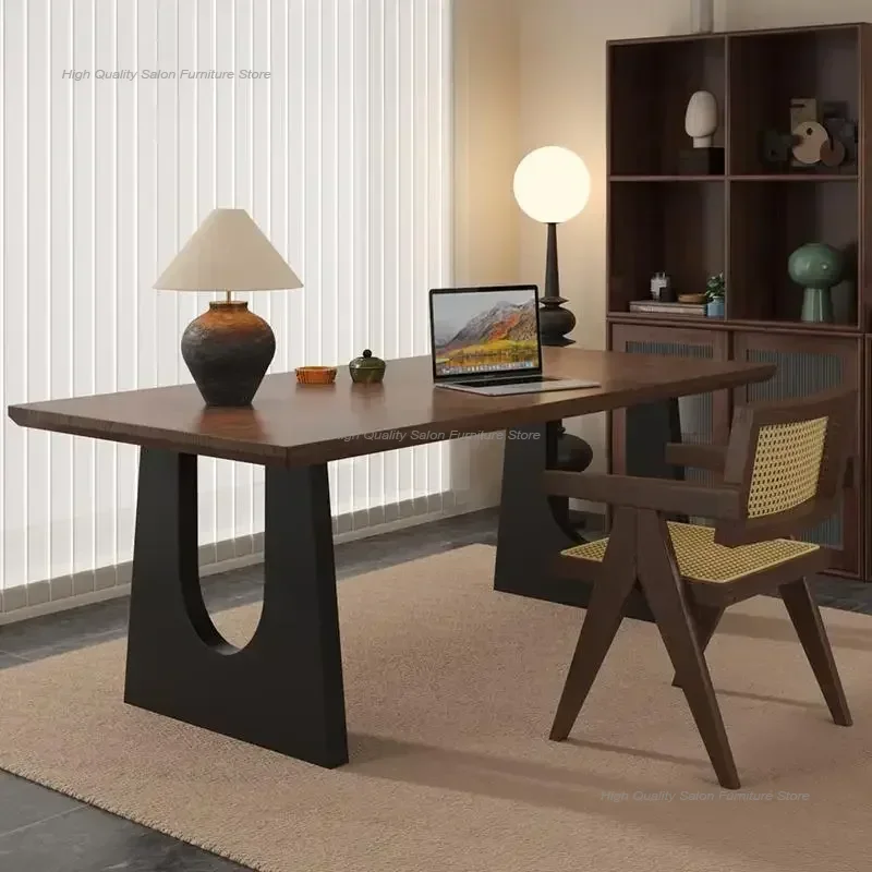 Sala de estar estilo antigo madeira maciça desktop computador mesa jantar estudante mesa leitura bancada metal perna móveis para casa