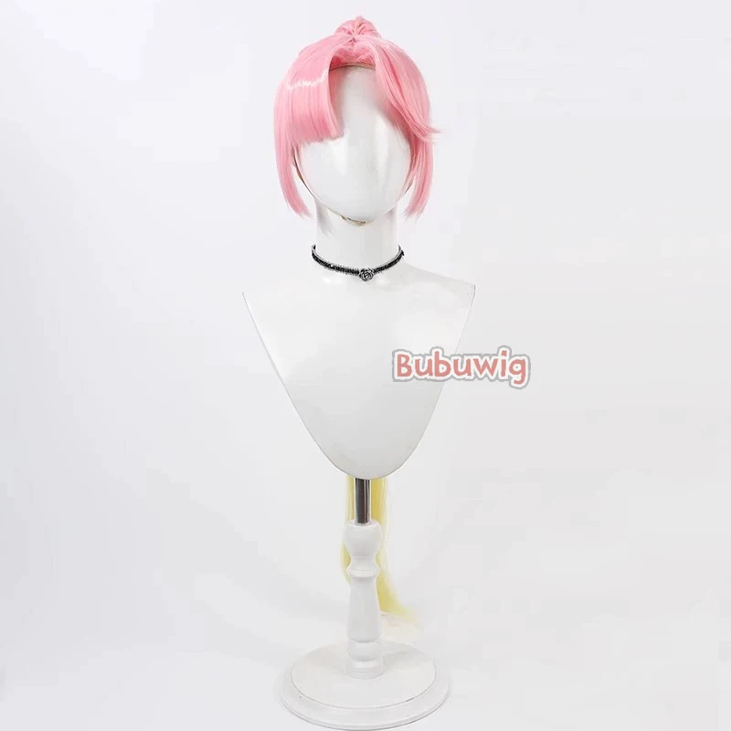 Bubuwig Synthetic Hair Anyoji Hime Cosplay Wigs Link! Like! love live! 100cm Pink Gradient Blonde Ponytail Wig Heat Resistant