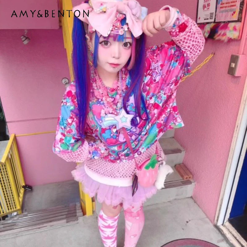 

Japanese New Pink Sweet Cool Animal Print Short Sleeve Women's Tot Punk Design Personality Y2K Versatile Loose T-Shirts Ladies