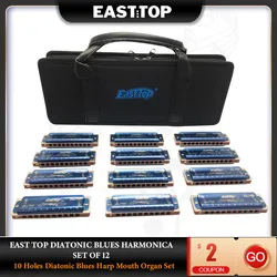 EASTTOP-Juego de armónica diatónica de T008K-12, 12 y 10 agujeros, 12 Llaves