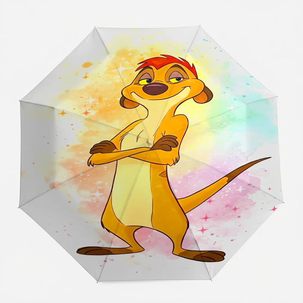

Автоматический складной зонт с акварельным принтом Disney The Lion King Timon, портативный водонепроницаемый ветрозащитный зонт для путешествий для детей
