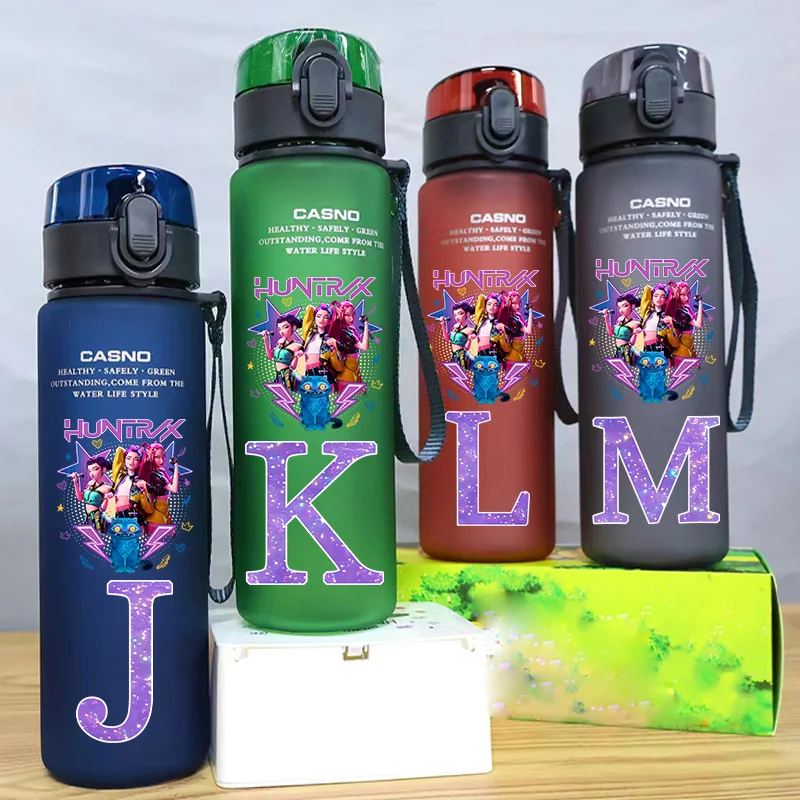 K-Pop Demon Hunters 560 мл Буквы A-Z Прямая чашка для воды для питья Синий Черный Красный Зеленый HUNTR/X Rumi Mira Периферийная бутылка Подарок