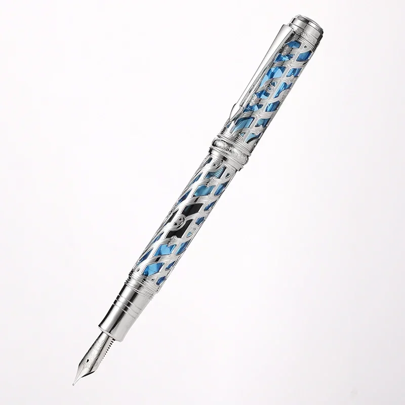 

Hongdian A6 Hollow Piston Metal Fountain Pen 35# Nib Writing Ink Pen Long Knife Nib School Office Writing Gift Pens Supplies