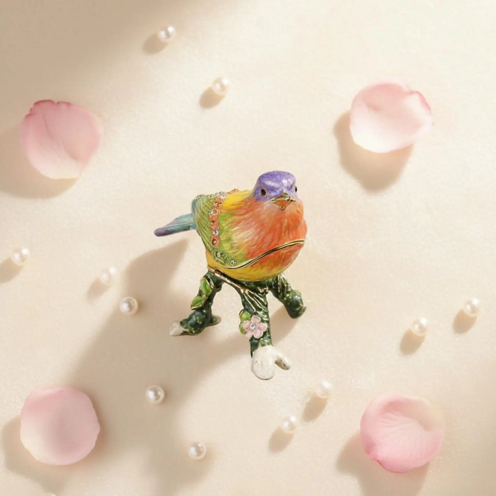 

Шкатулка-фигурка воробья, расписанная вручную эмалью, в форме птицы, с держателем для браслетов, декоративная, инкрустированная драгоценными камнями, для женщин