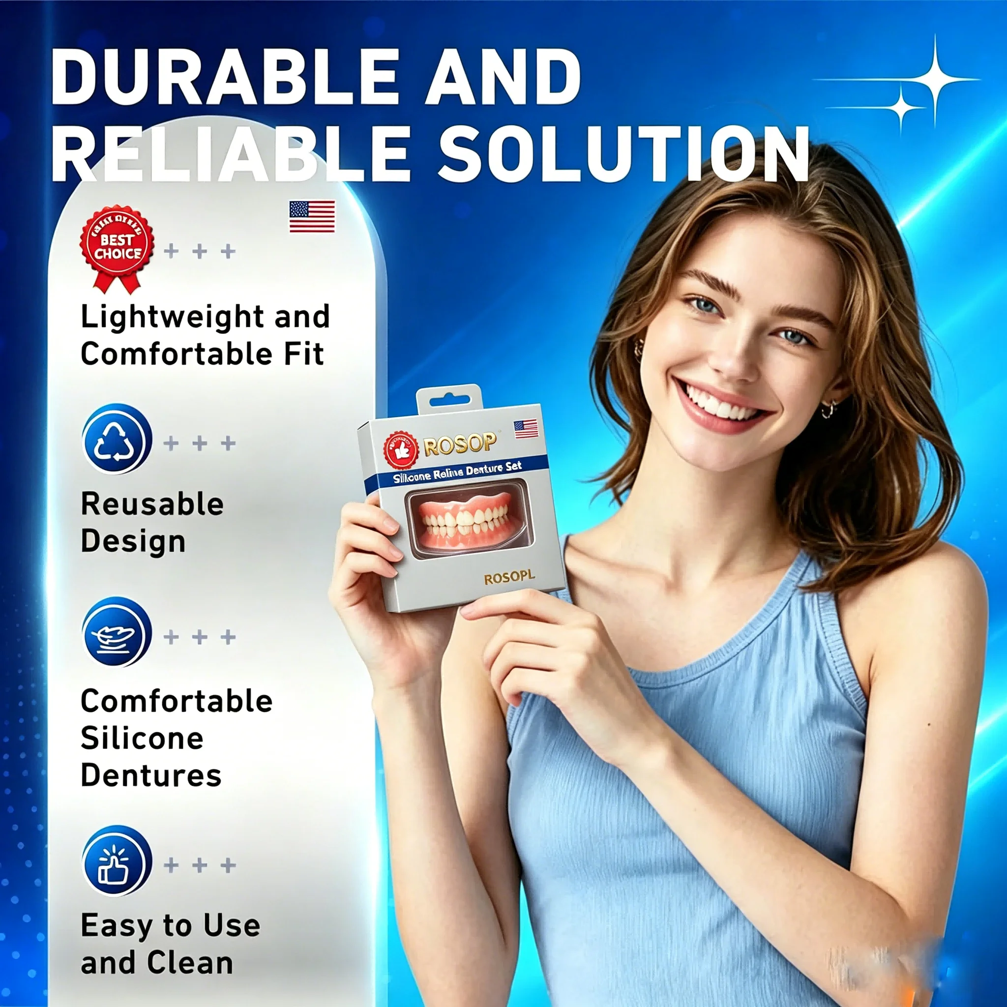 Prothèses dentaires complètes naturelles, supérieures et inférieures, en silicone, fausses dents, orthodontie, ajustement confortable, sourire instantané, confiance, soins bucco-dentaires pour hommes et femmes
