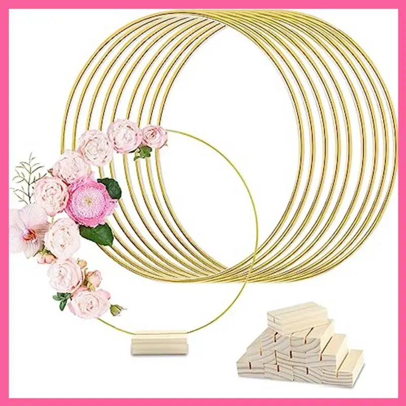 

ГОРЯЧИЕ-10 шт. золотые кольца с подставкой для стола, макраме, золотой венок, кольцо, центральные украшения для стола