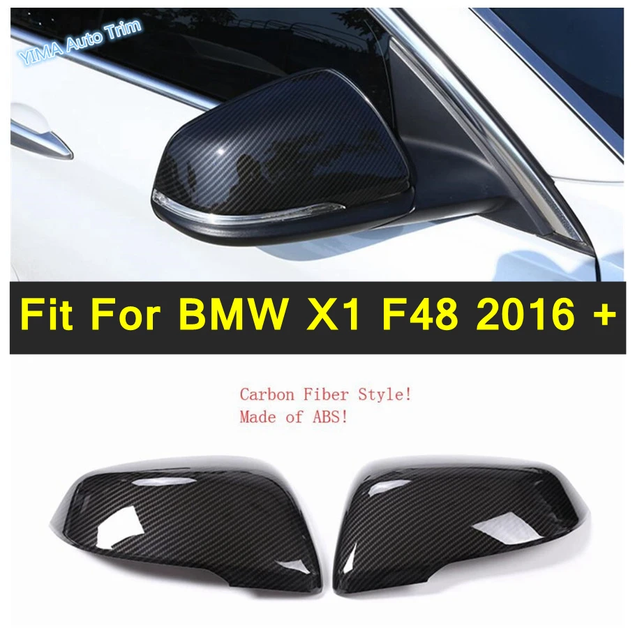 

2Pcs Side Door Rearview Mirror Cap Decoration Cover Trim ABS Fit For BMW X1 F48 2016 - 2021 Carbon Fiber Exterior Accessories